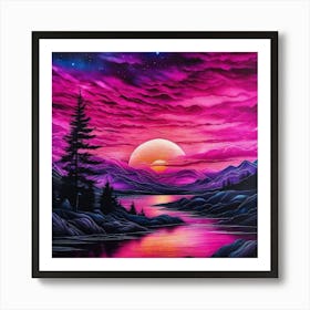 Pink sky sun rise Art Print