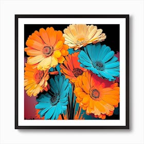 Andy Warhol Style Pop Art Flowers Calendula 1 Square Art Print