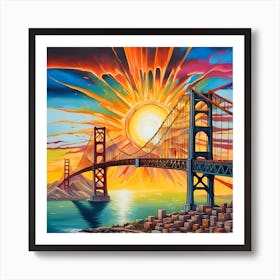 Sunlit Majesty Above The San Francisco Bay Bridge Art Print