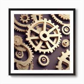 Wooden Gears Art Print