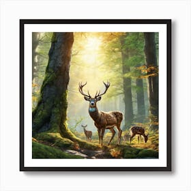 Deer In The Forest 173 Art Print