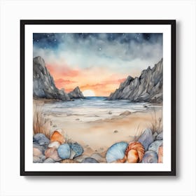 West Coast Seascape Scotland Sunset at Tide Turn Art Print