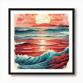 Sunset At The Beach Art Print