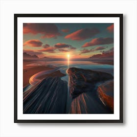 Sunset At The Beach Art Print