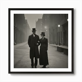 Man And Woman Walking Down The Street Art Print