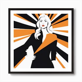 Woman In Black And Orange Art Print
