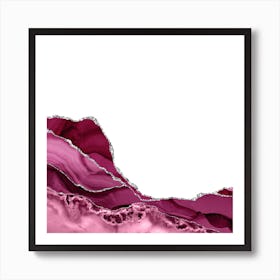 Burgundy & Silver Agate Texture 09 Art Print