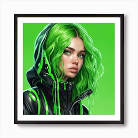 Girl With Green slime Hair Art Print