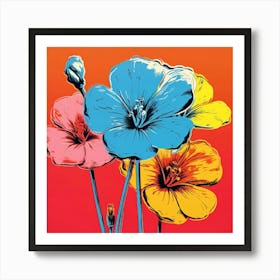 Andy Warhol Style Pop Art Flowers Flax Flower 1 Square Art Print