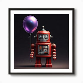 Robot With A Balloon Art Print