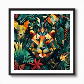 Lion In The Jungle 17 Art Print