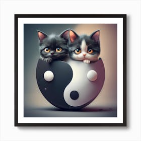 Yin Yang Cats 1 Art Print