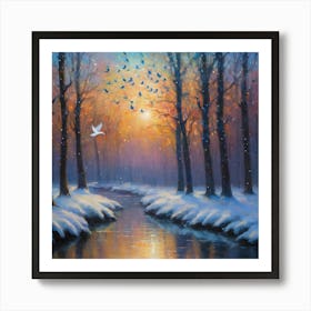 Woodland snow Art Print