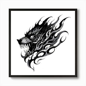 Wolf Head Tattoo 1 Art Print