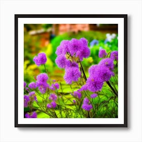 Purple Flowers In The Garden Art Print