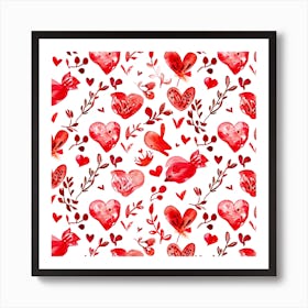 Watercolor Heart Pattern Valentine'S Day 1 Art Print