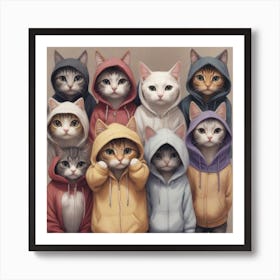 Cats In hoodies Art Print