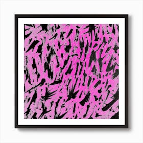 Hot Pink And Black Abstract Print Art Print