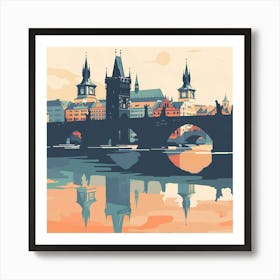 A Prague With Charles Bridge Vector Design Illus 1720467977 4 Art Print