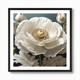 Aesthetic style, Large white poppy flower Art Print