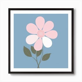 A White And Pink Flower In Minimalist Style Square Composition 220 Art Print