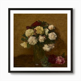 Henri Fantin-Latour - Roses In A Vase 1979. French Painter, Famous Painter, Flower Paintings, Still Life, Flowers And Fruits Art Print