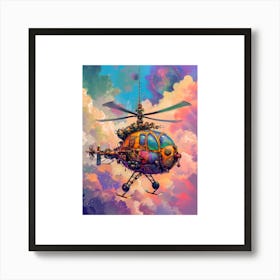 Steampunk Retro Helicopter Art Print
