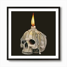 Gothic Skull Candle - Macabre Decor Art Print