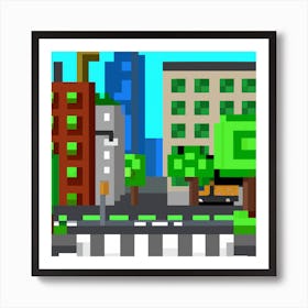 2D Pixel City Póster