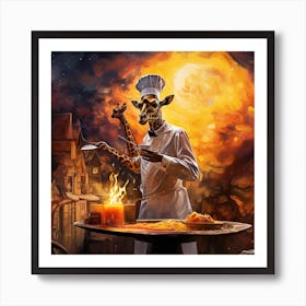 Giraffe Chef Art Print