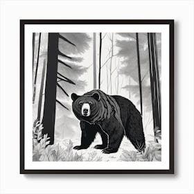 Black Bear In The Woods 3 Art Print