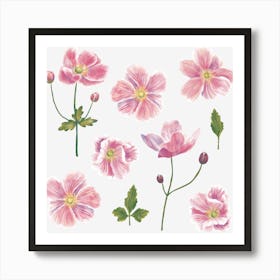 Pink Japanese Anemones Art Print