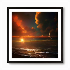 Sunset At The Beach Art Print