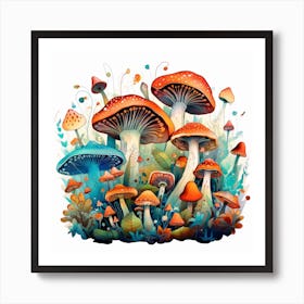 Mushrooms In The Forest 52 Art Print