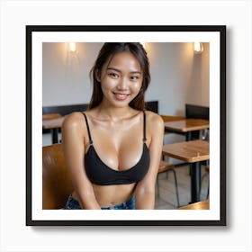Cute Asian Girl On Cafe Date Art Print