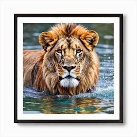 Lion In The Water Poster