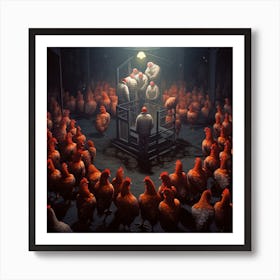 Chickens watching Art Print