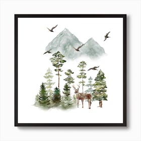 Deer In The Forest Art Print