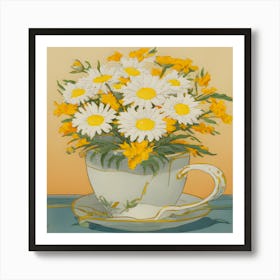 Daisies In A Teacup Art Print