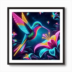 Neon Hummingbird Art Print