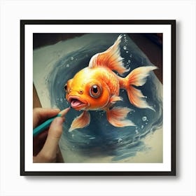 Goldfish Drawing 9 Art Print