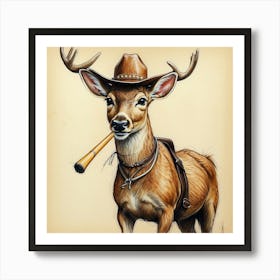 Cowboy Deer 7 Art Print