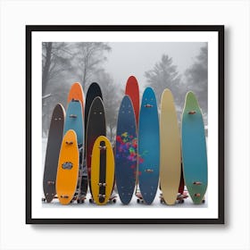 Longboards In The Snow Art Print