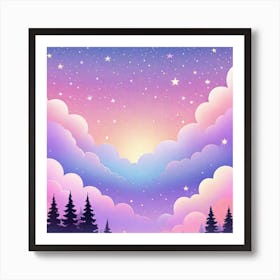 Sky With Twinkling Stars In Pastel Colors Square Composition 113 Art Print