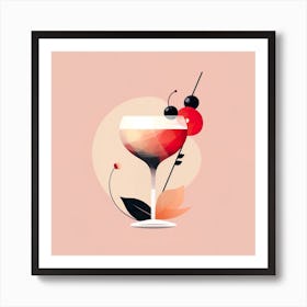 Pink Cocktail Abstract Illustration Bar Art Art Print