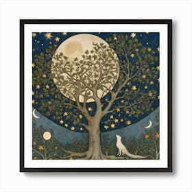 Wolf In The Moonlight paintings art print Art Print