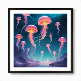 Jellyfish Paintings Art Print Art Print