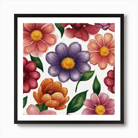 Watercolor Flowers 17 Art Print