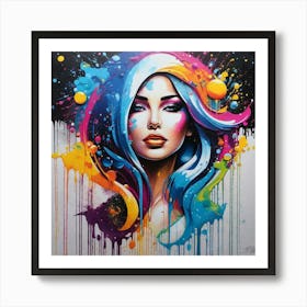 Girl With Paint Splatters 9 Art Print