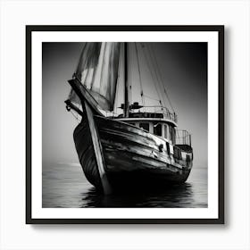 Black And White Sailing Boat Poster